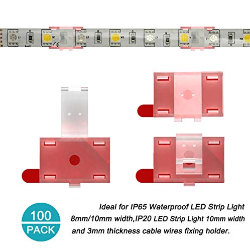 ATB- LED Strip Light Self-Adhesive Mounting Brackets and Clips,LED Strip Light Holder,Cable Wires Organizer Clips for Vehicle,Cabinet,Under-Counter, Kitchen,Living Room,Indoor (100PACK,Clear)