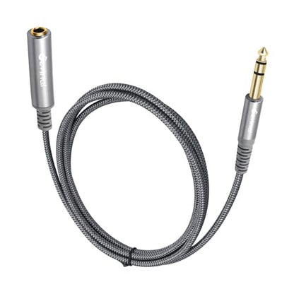 1/4 inch Headphone Extension Cable, 6.35mm TRS Male to Female Stereo Cord, Quarter Inch Guitar Cable Extender, 6ft (2 Meters) - color: Silver 1.8M/6FT