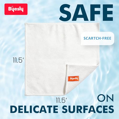 12-Pack Microfiber Cleaning Cloth, 11.5x11.5 Microfiber Towels for Cars, Dishes & House, for Detailers, Chefs & Efficient Home | Scratch-Free, Lint-Free, Ultra Absorbent(White) - color: White