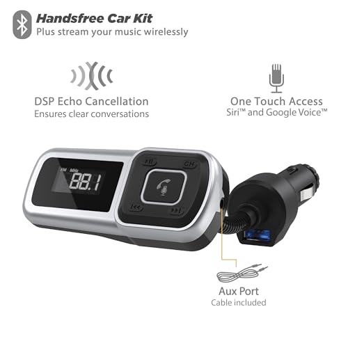 Scosche BTFMSR BTFREQ Universal Bluetooth Hands-Free Car Kit with Digital FM Transmitter and 10-Watt USB Car Charger - color: Black/Silver, size: Single Port, style: 12W (1 USB-A)