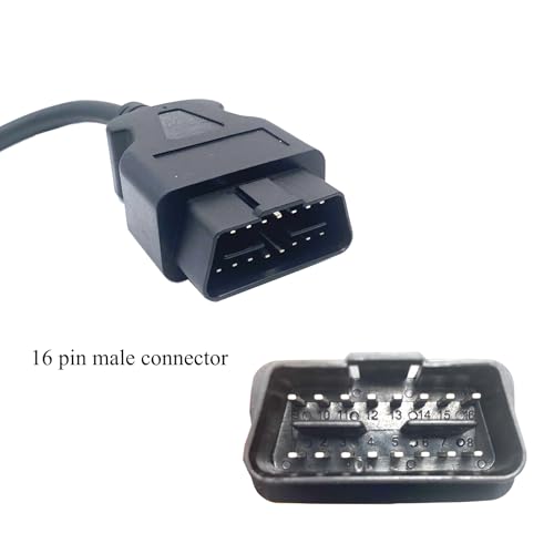16 Pin OBD2 Male Plug to Bare Wire Open End Cable, 4.92 Ft OBD-II Connector Diagnostic Extension Pigtail Replacement for Vehicle DIY