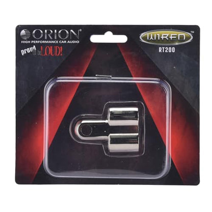 Orion RT200 - Dual 0/2 Gauge AWG Screw Battery Ring Terminal 5/16" Stud - for Car Audio Terminal | Battery Cable Lug, Auto Parts, Automotive, Marine, Motorcycle, Trucks, RV - Nickel Finish