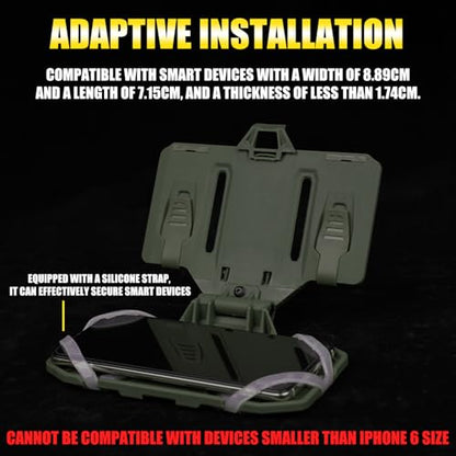 Zhongren Tactical Plate Carrier Vest Attachments Universal Phone Chest Mount for Screen Size 4.7"-6.7" Molle Foldable Navigation Phone Holder Board - color: Green