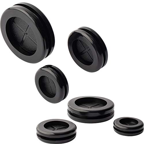 ISPINNER 52pcs 6 Sizes Rubber Grommet, Double Sided Round Rubber Hole Plug, Drill Hole 5/8" 13/16" 7/8" 1" 1-3/16" 1-1/2" (Black) - color: Black