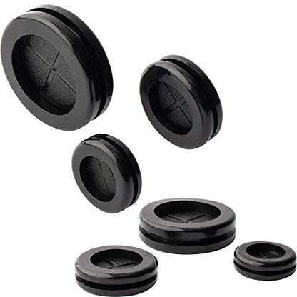 ISPINNER 52pcs 6 Sizes Rubber Grommet, Double Sided Round Rubber Hole Plug, Drill Hole 5/8" 13/16" 7/8" 1" 1-3/16" 1-1/2" (Black) - color: Black