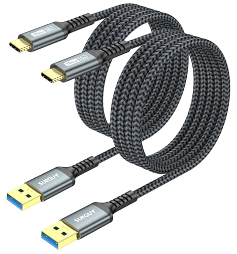 SUNGUY 2-Pack 5FT USB C 3.1 Gen 2 Braided 3A Fast Charging & 10Gbps Data Transfer USB C CarPlay Cable for iPhone 17/16/15 Pro Max, Galaxy S22 S21 Note 20, Pixel 6 5 - color: Grey, size: 5ft