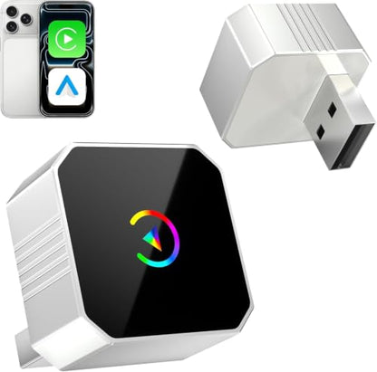 Wireless CarPlay Adapter for Apple iPhone & Android Auto, 2026 Upgraded 2-in-1 Plug and Play Converts Wired to Wireless Car Play Adapter, Fast Auto-Connect, Mini Size with iPhone iOS 10+