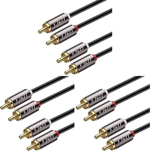 J&D 2 RCA M/M Stereo Audio Cable, Gold-Plated 2RCA Male to 2RCA Male Copper Shell Auxiliary Audio Cord for Home Theater HDTV Amplifiers Hi-Fi Systems Speakers, RCA Audio Cables, 3 Feet (Pack of 3) - size: 3 Feet (Pack of 3)