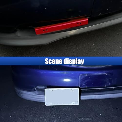 Car License Plate Bracket Holder, Aluminum Front Bumper License Plate Relocator Frame Holder Bar, License Plate Mount Bracket Kit with Bolts and Nuts, Universal License Plate Holder (Red) - color: Red