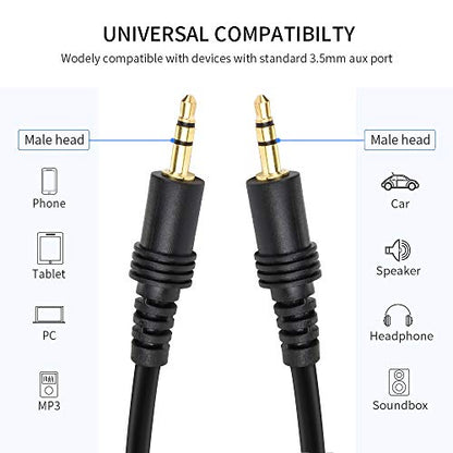 DTOL Aux Cable 3.5mm Audio Cord for Car Heavy Duty Male to Male Jack Auxiliary Cord Extension Adapter for Apple iPhone, Android for Samsung Galaxy, Headphones (3.5mm Male to Male Cable 5 Feet)
