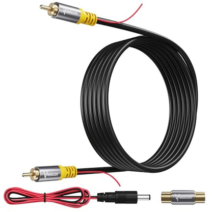 Backup Camera RCA Video Cable Kits,50 FT Car Reverse Rear View Camera Video Extension Cord with Detection Wire, Female-to-Female Coupler for Car AV Reversing Camera, CCTV, DVD, TV Box, RV, Truck, Bus - size: 50 FT