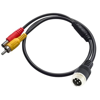 4-Pin Aviation to RCA Adapter Cable - M12 to AV DC Connector Wire for Car Backup Camera Monitor (4-Pin Male to RCA+DC Male) - size: 4 pin Male to rca+dc Male