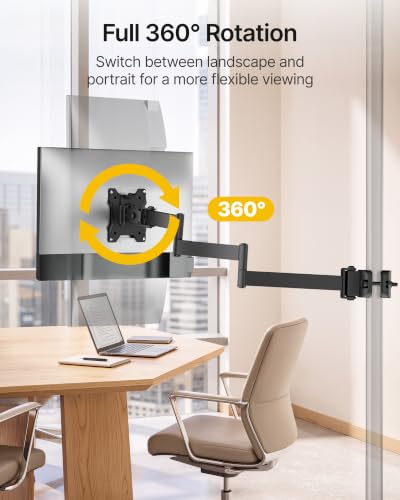 monTEK Long Arm Pole Mount Monitor Arm,17–32" Full Motion,22 lbs, 25" Reach - size: 25" Long Arm