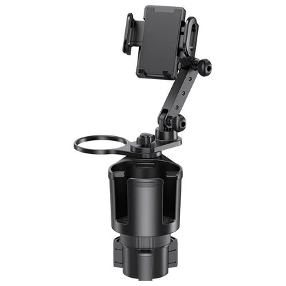 Car Phone Holder with Cup Holder Mount, 2 in 1 Universal Cup Holder Expander Adjustable Base with Phone Mount, Long Adjustable Arm with 360°Rotation Cup Holder ，Compatible with All Smartphones，Black