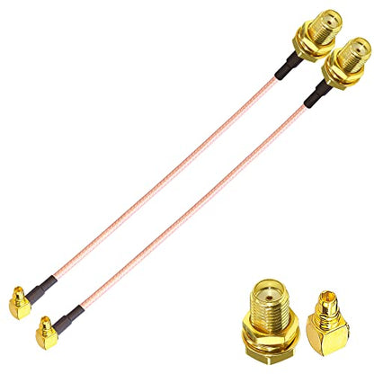 TUOLNK 2PCS SMA to MMCX Coax Cable, SMA Female to MMCX Male Right Angle 90 Degree Extension Coax Cable 6inch(15cm) Extender for Antenna, Radios - size: 6inch SMA Female