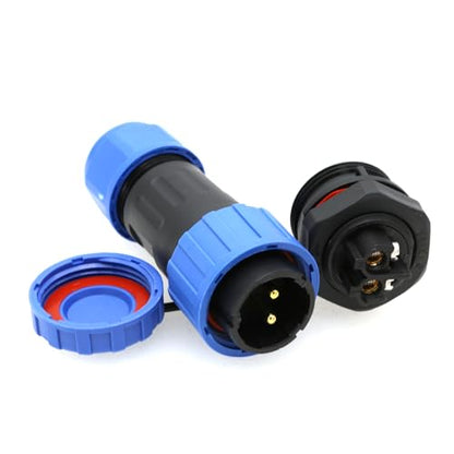 TY20 2-Pin 25A IP68 Waterproof Aviation Connector, Solder-Free Screw-Crimp, Rear Nut Panel Mount Male & Female Plug Socket - color: Back nut series, size: 2 Pin 25A