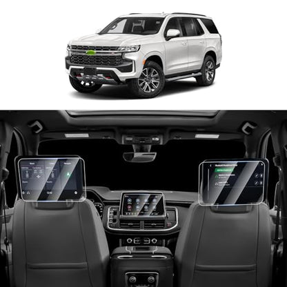 Canvcle 3PCS Screen Protector for 2021-2025 2026 Chevy Tahoe/Suburban/GMC Yukon 10.2 Inch Navigation and 12.6 Inch Rear Seat Touch Screen, 9H Tempered Glass Radio Display Screen Cover Protective Film - size: 2021-Present Chevy Tahoe/Suburban/Yukon 3PCS