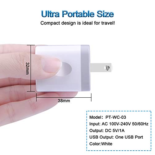 USB Plug Wall Adapter,1A/5V Single Port Wall Charger Block Charging Cube - color: White