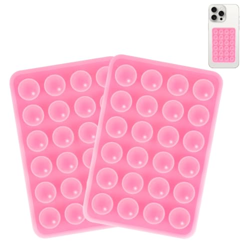 Giumel 2PCS Silicone Suction Phone Case Mount,Non Slip Suction Cup, Hands-Free Phone Accessories Holder for Selfies and Videos,Silicone Adhesive Stand Sticky for Cell Phone Pink - color: Pink