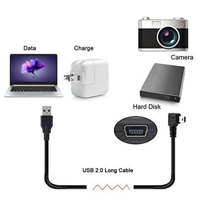 chenyang Mini USB Cable USB 2.0 Male to Mini USB 5 Pin Male 90 Degree Right Angled Charging Data Transfer Extension Cable Black 3.0M - color: Black Right Angled, size: 3.0M