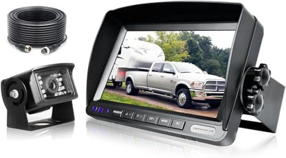 ZEROXCLUB HD Wired Backup Camera System Kit, Sharp CCD Chip, 100% Not Wash Up, IP69 Waterproof Rear View Camera + 7’’ LCD Monitor Reversing for Truck/Semi-Trailer/Box Trucks/RV (ERY01)
