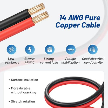 Anina 12V DC Power Cord Cable for Car Fridge with 14AWG O Ring Terminal Car Cooler Charger Compatible with Alpicool, COSTWAY, ARB, ICECO, Setpower, Aspenora, JoyTutus Portable Refrigerator