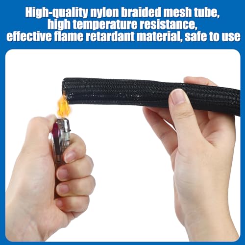 Pangda 50ft Split Wire Loom Tubing Flame Retardant Braided Cable Sleeve Split High Temperature Cable Conduit Auto Wire Conduit for Industrial Electrical Tinsel Automotive Marine(50 Ft, 1/2") - size: 50 Ft, 1/2"