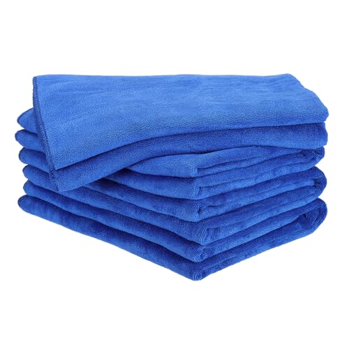 HARFINGTON 4 Pack Microfiber Cleaning Cloth, 63" x 24" Multi-Functional Cleaning Towels Reusable Absorbent Rags for Car Wash Kitchen Household Window Clean, Sapphire Blue - color: Sapphire Blue, size: 63" x 24"