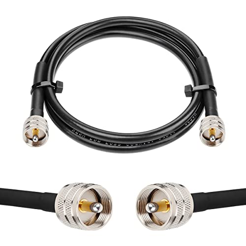 MOOKEERF RG8x Jumper Cable 3ft,2 Pack PL259 Jumper CB Coax Cable 50 Ohm,UHF PL259 Male to Male Low Loss CB Antenna Extension for HAM Radio,VHF Radio,SWR Meter,Antenna Analyzer - size: 3FT