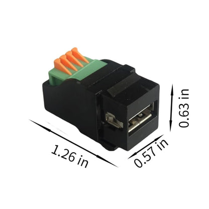 5-Piece USB 2.0 Straight trapezoidal Female Base Wiring with Plug Hole Connector Plug-in Wall Panel Connector Module -Black