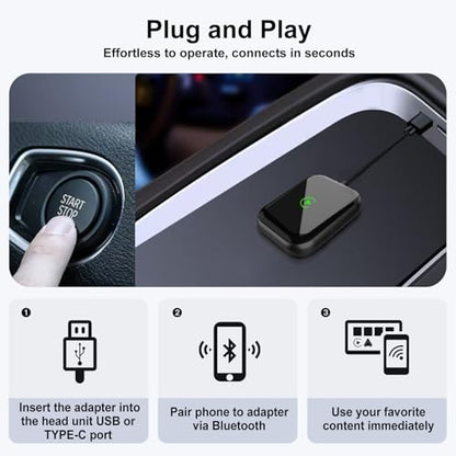 Wireless CarPlay & Android Auto Adapter – 2-in-1 Plug & Play Solution, Converts Wired Systems to Wireless, Compatible with iPhone & Android