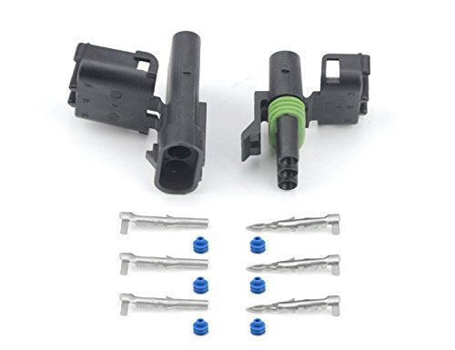 Michigan Motorsports 3-Pin Weatherpack Electrical Connector Kit, 5 Complete Sets | Fits 12-16 AWG Car, Truck, Marine, Motorcycle & Trailer Wiring | Waterproof Seals, Locking Housings & Crimp Terminals - size: 3 PIN