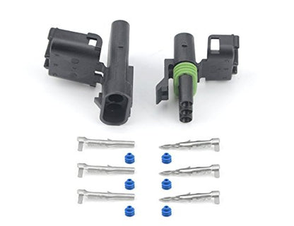 Michigan Motorsports 3-Pin Weatherpack Electrical Connector Kit, 5 Complete Sets | Fits 12-16 AWG Car, Truck, Marine, Motorcycle & Trailer Wiring | Waterproof Seals, Locking Housings & Crimp Terminals - size: 3 PIN