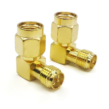 2PCS SMA Elbow Radio Antenna Adapter, 90 Degree SMA Coax Connector, Low Loss RPSMA Female to RPSMA Male Right Angle Coax Adapter for Ham Radio Antenna, Walkie-Talkie,Audio, Video