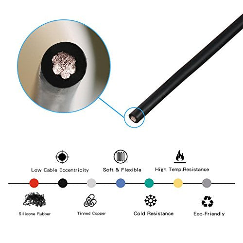 BNTECHGO 14 Gauge Silicone Wire Black 25ft Stranded Tinned Copper Wire - color: Black, size: silicone wire 25ft