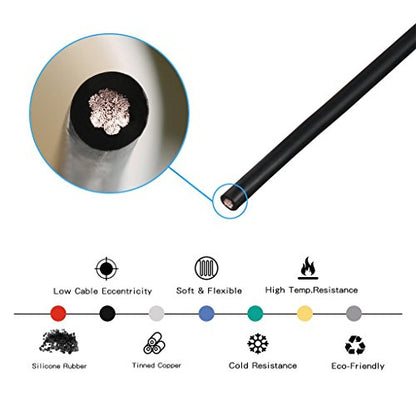 BNTECHGO 14 Gauge Silicone Wire Black 25ft Stranded Tinned Copper Wire - color: Black, size: silicone wire 25ft