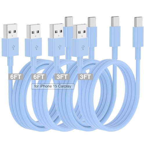 Car Carplay Cable for iPhone 17 16 15 Charger Cord,3/3/6/6FT USB A to USB C Cable for iPhone 17 Pro Max/16 Pro/15 Plus Charger,USB C Car Charger for Apple 17 Air/16 Pro Max/16e/15/iPad Pro-Blue - color: Blue, size: 3FT+3FT+6FT+6FT