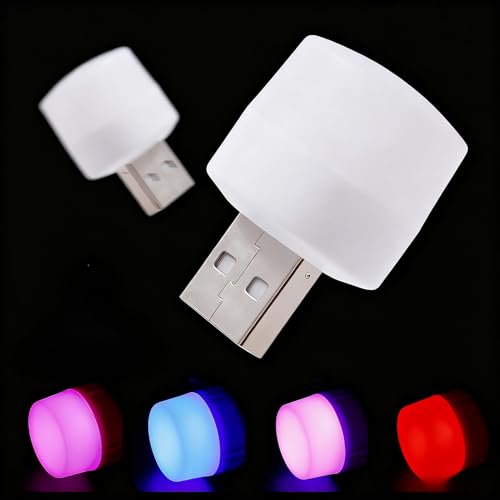 5PCS Portable Mini USB Bedroom Bedside Colorful Night Lamp Plug-in Computer Car USB Atmosphere Lamp Decoration (5Pcs-Blue) - color: 5Pcs-Blue