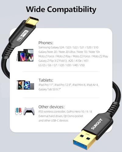 SUNGUY 10Gbps Android Auto USB Cable 3FT, 3A USB C 3.1 Gen2 Cable Data Transfer, USB C CarPlay Cable Fast Charging Compatible with iPhone 17/16/15 Series, Samsung Galaxy S25 S24 Ultra, Pixel-Black - color: Black, size: 3FT