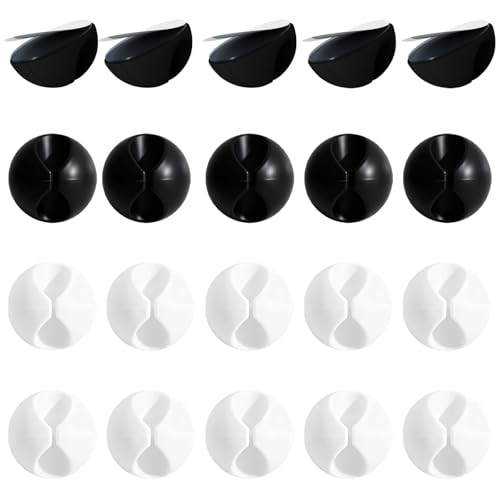 20-Pack Adhesive Cable Clips – Simple Wire Organizer Holders for Desk, Car, Home, and Office Cord Management