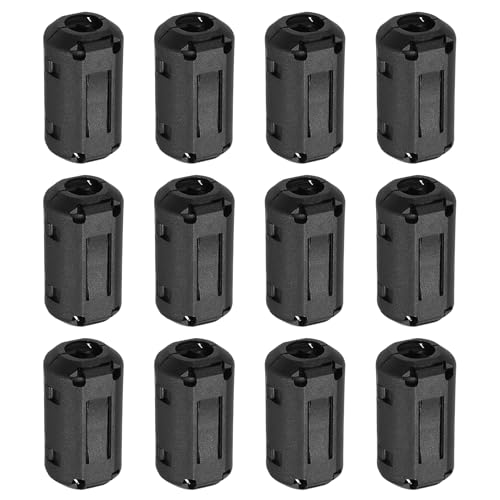 uxcell 12 Pcs Ferrite Filter Ring Core RFI EMI Noise Suppression Cable Clip ID 9mm 0.35Inch Regular Styles for Electronic Devices, Industry, Black - color: Black, size: 9mm