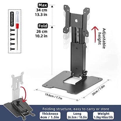 WEARSON Folding Monitor Stand - Height Adjustable Vesa Monitor Stand, Tilt, Rotation Free Standing Low Profile Desk Mount for Single Monitor up to 28 inch Screens Upgrade WS-03T