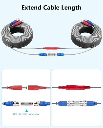 OOSSXX 4 Pack 30M/100ft All-in-One BNC Extension Video Power Cables - size: G-100Feet x 4