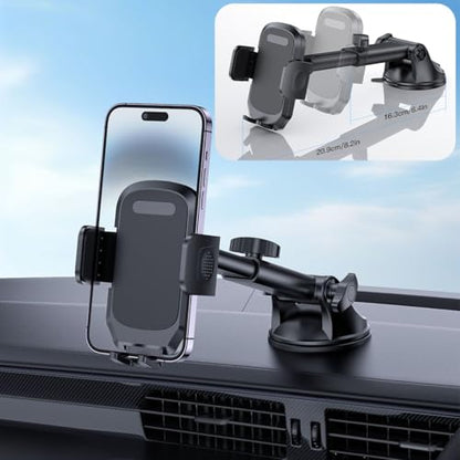 Car Phone Mount, Super Suction Dash Vehicle Dashboard Windshield Window Cellphone Holder, 360° Rotating Automotive Smartphones Cradle Accessories, Universal for SUV, Sedan, Truck (Black) - color: Black