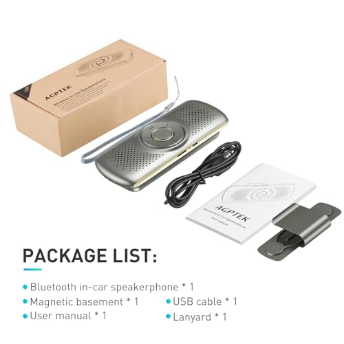 AGPTEK Car Speaker with Bluetooth 5.3, Hands Free Phone Kit for Calls, GPS - color: Gray
