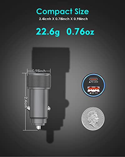 iPhone Car Charger,USB C Fast Car Charger[Apple MFi Certified] Apple Car Charging 38W Dual Port CarCharger Cigarette Lighter Adapter 2x3ft PD&QC 3.0 Lightning Cable for iPhone 14/13/12 Pro/11/Airpods - color: Grey