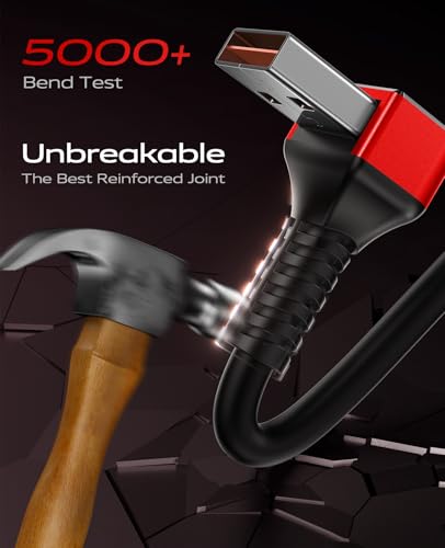 90 Degree USB A to USB C Cable, Coiled, 3FT&6FT USB C Cable for Car-Red - color: Red, size: 3FT+6FT