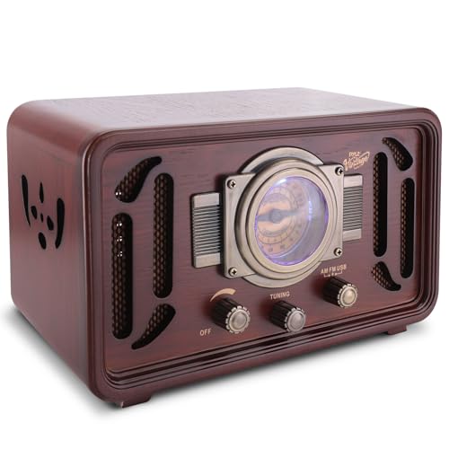 Pyle Retro Wireless Bluetooth Radio Speaker - Classic Vintage Style Audio Sound Receiver System w/Built-in Stereo Speakers, USB, SD Card Slot, AUX, RCA, MP3, AM/FM Tuner PUNP34BT.5