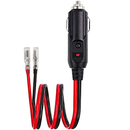 12V 24V Heavy Duty 14 AWG Male Plug Cigarette Lighter Adapter Cord [2 Pack] Cigarette Lighter Male Plug with 1ft Extension Cable with LED Light and 15A Fuse