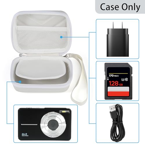 Digital Camera Case for AbergBest 21 Mega Pixels 2.7" LCD Rechargeable HD/Kodak Pixpro/Canon PowerShot ELPH 180/190/Sony DSCW800/DSCW830 Cameras, Travel Carrying Protective Case for Camera - White - color: White